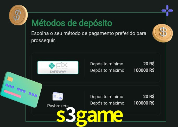 O cassino s3game oferece uma grande variedade de métodos de pagamento